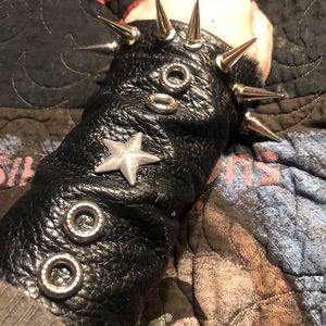 Leather spiked gauntlet bracer